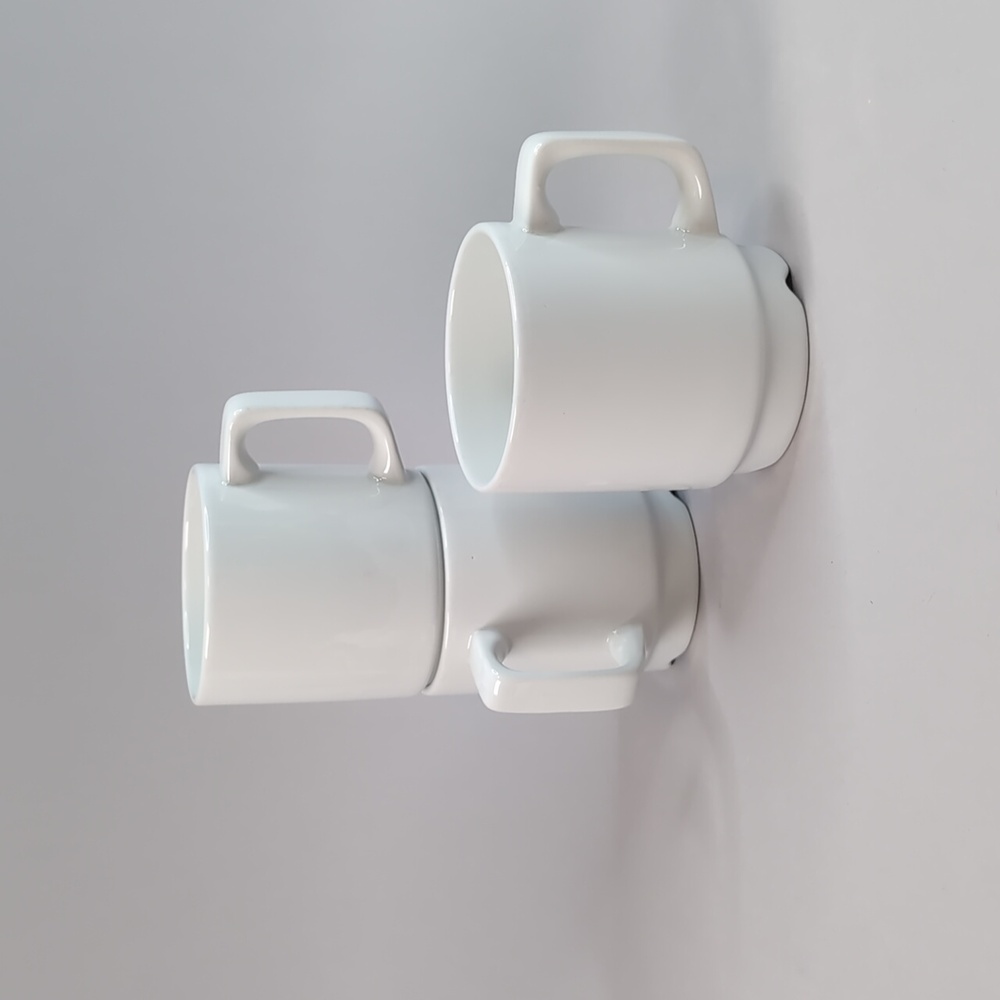 Figgjo Norway White Porcelain Stackable Mugs Set of 3